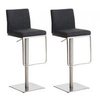 BARHOCKER 2er Set Stoff Dunkelgrau - Edelstahlfarben/Dunkelgrau, Textil/Metall (42/86/44cm) - CLP