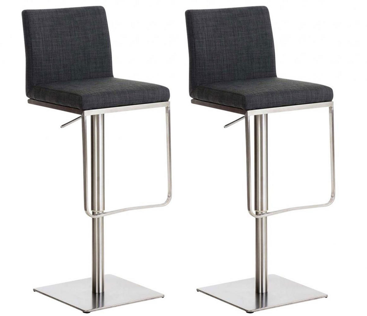 BARHOCKER 2er Set Stoff Dunkelgrau - Edelstahlfarben/Dunkelgrau, Textil/Metall (42/86/44cm) - CLP