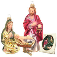 CHRISTBAUMSCHMUCK Die Heilige Familie Mehrfarbig 14cm (Glas / 3 Stk.) - Multicolor, Glas (6/14/6cm) - Krebs Glas Lauscha
