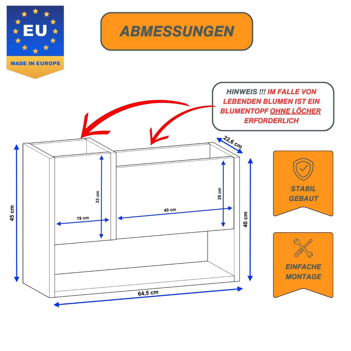 BLUMENKASTEN - Kiefer Milford, Holzwerkstoff (23/45/65cm) - RAUMHIRSCH FURNITURE