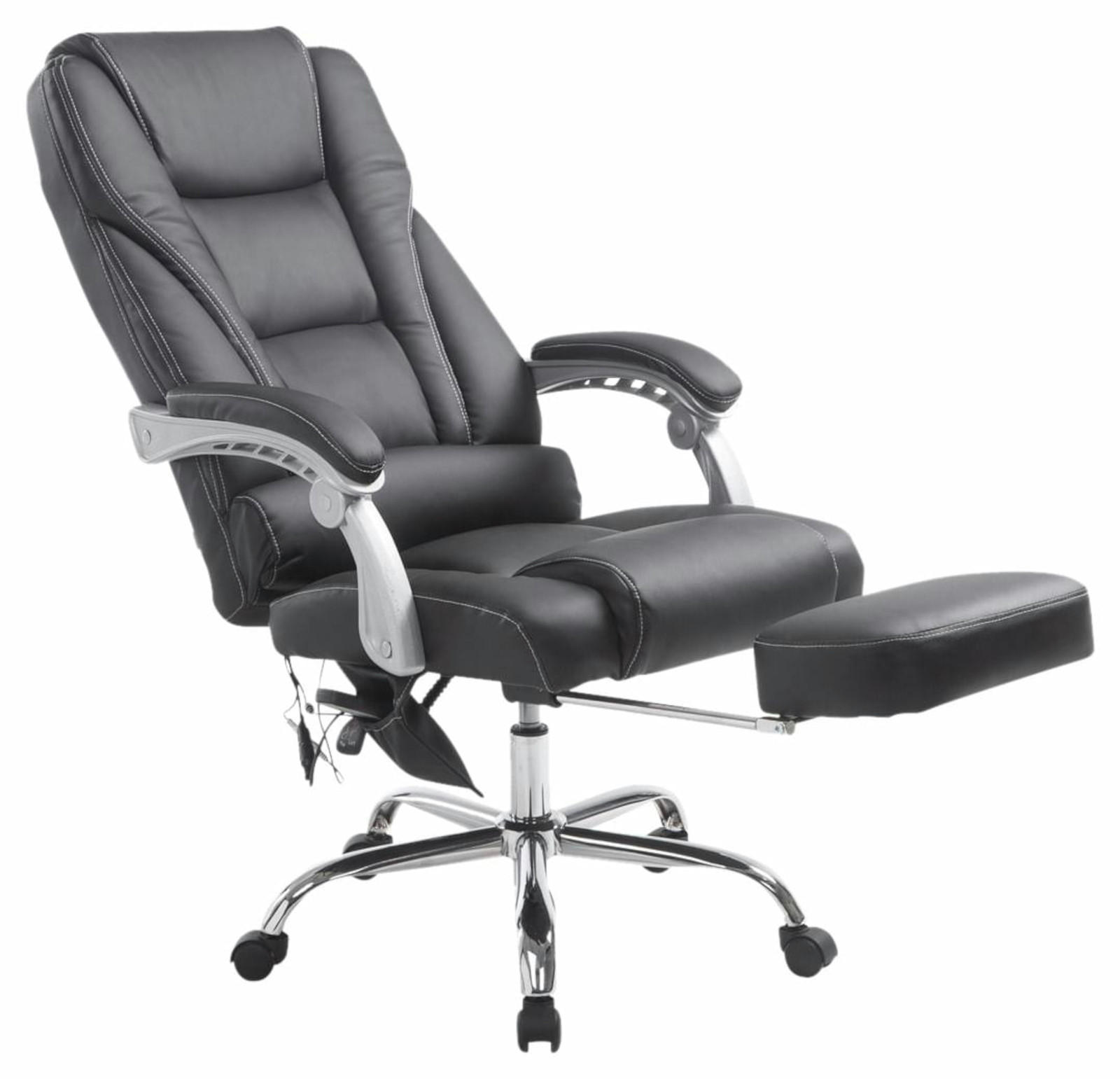 CHEFSESSEL Lederlook schwarz - Chromfarben/Schwarz, Textil/Metall (68/118/64cm) - CLP