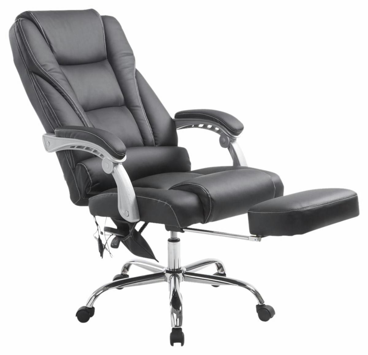 CHEFSESSEL Lederlook schwarz - Chromfarben/Schwarz, Textil/Metall (68/118/64cm) - CLP