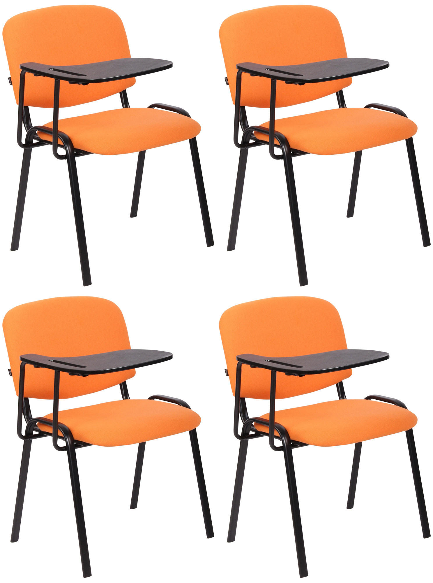BESUCHERSTUHL 4er Set Stoff orange - Schwarz/Orange, Textil/Metall (53/81/71cm) - CLP