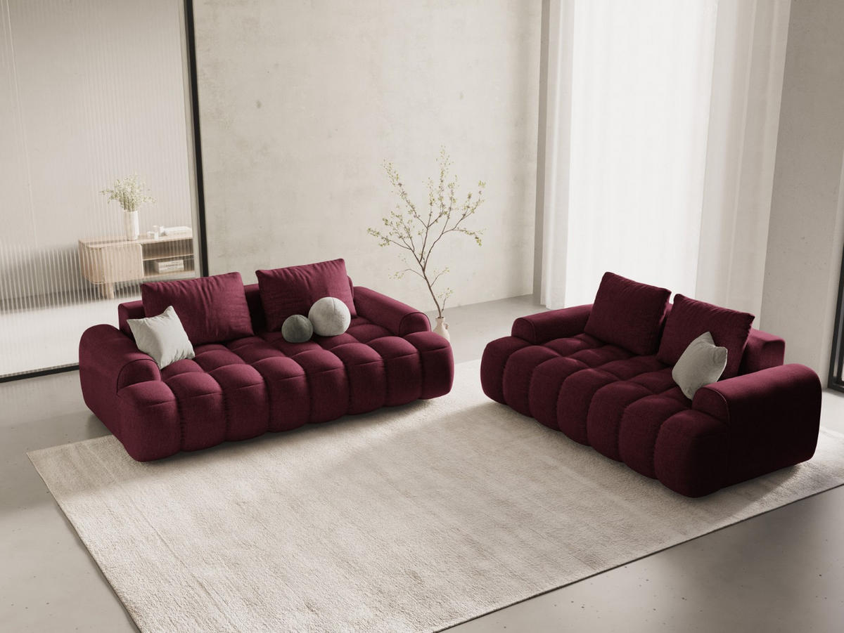 SOFA Linz aus strukturiertem Stoff burgundfarben 2 Sitzplätze - Bordeaux, Textil (100/84/175cm) - Cosmopolitan Design