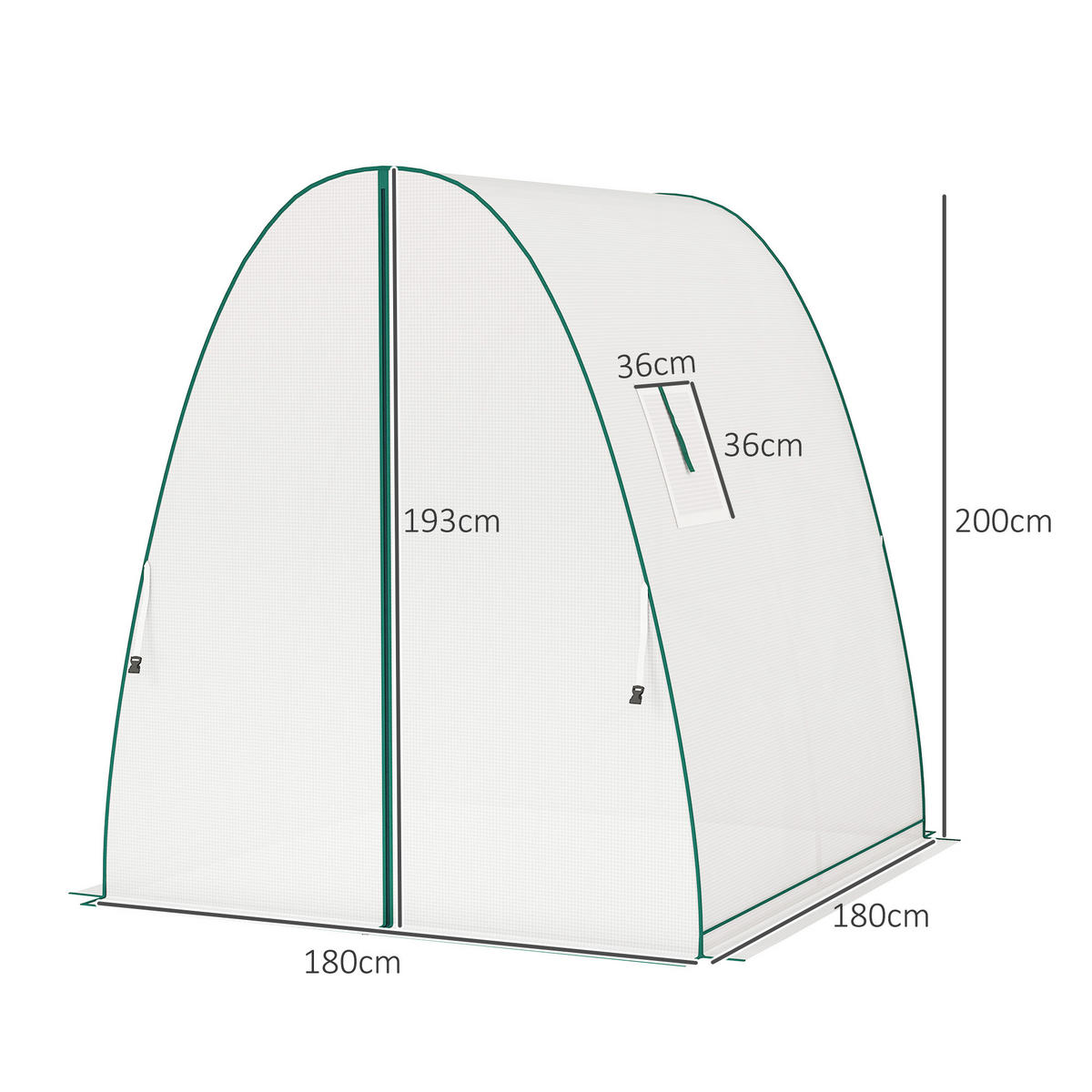 GEWÄCHSHAUS, 180L x 180B x 200H cm - Weiß, Kunststoff/Metall (180/200/180cm) - Outsunny