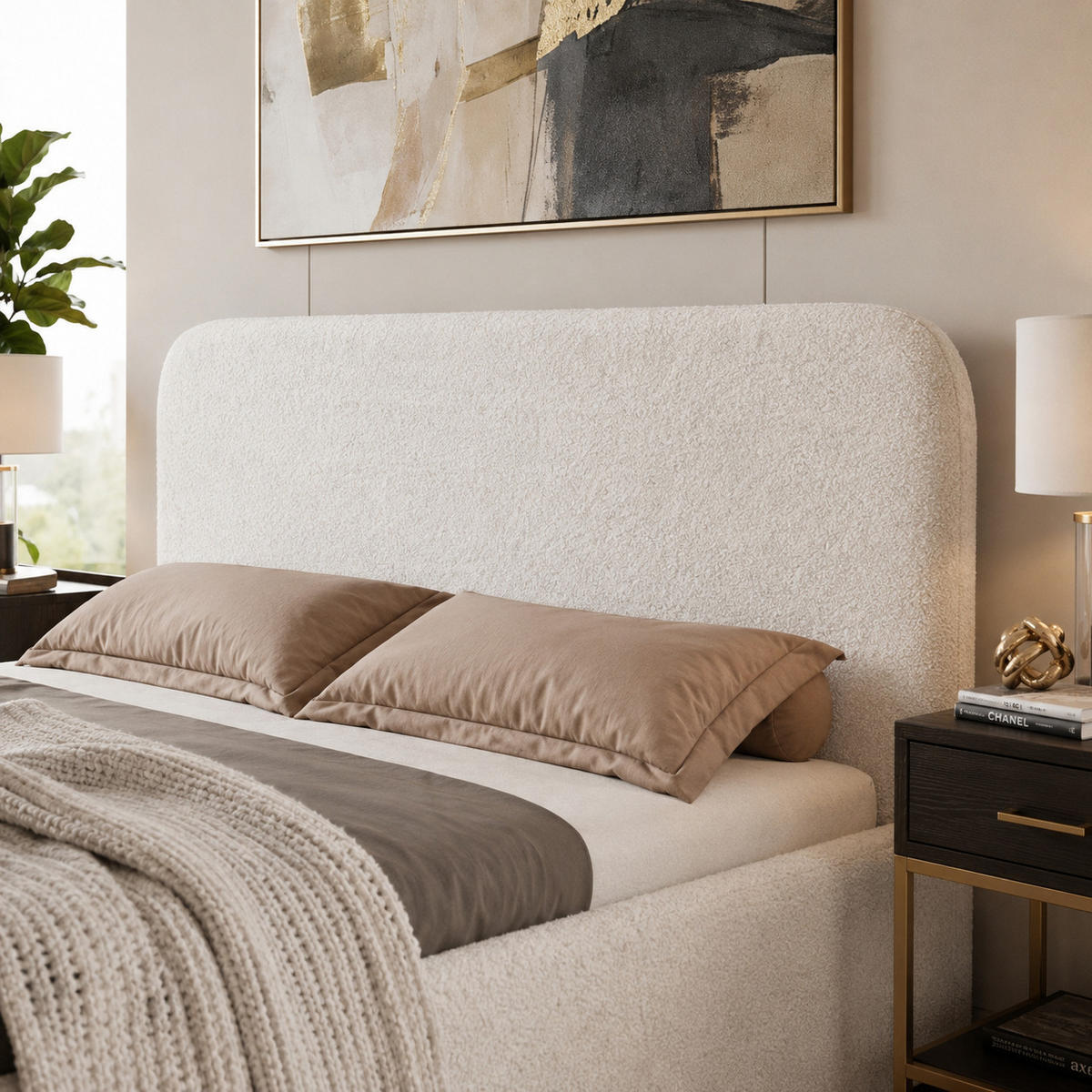 POLSTERBETT LAVINO 140x200 mit Bettkasten & Metallgestell – Bouclé Stoff MONTE Mintgrün - Mintgrün, Textil (140/200cm) - Luxkor24