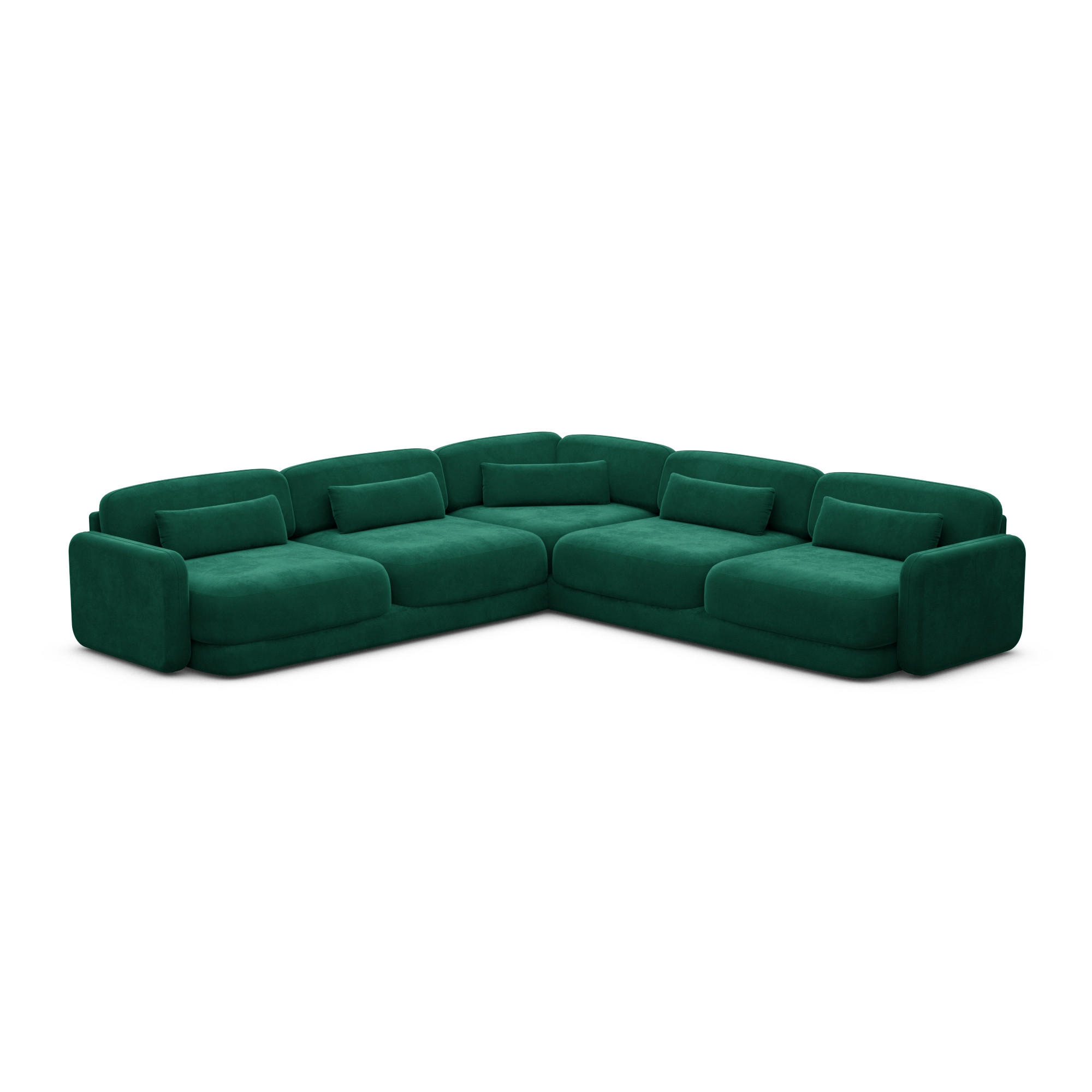 ECKSOFA Valencia L Form Samtstoff Grün - Grün, Textil (229/229cm) - Sofa Dreams