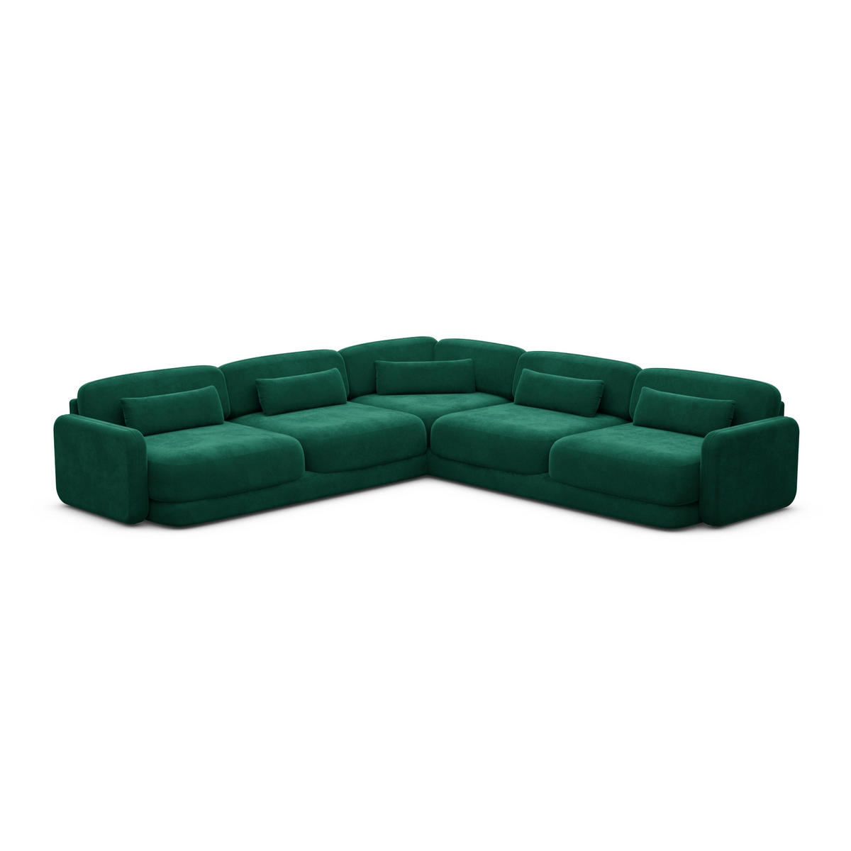 ECKSOFA Valencia L Form Samtstoff Grün - Grün, Textil (229/229cm) - Sofa Dreams