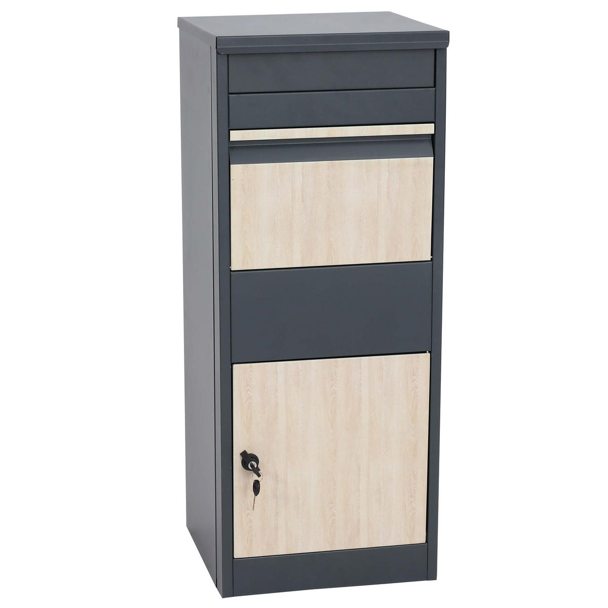 PAKETKASTEN GRÖßE L rechteckig Anthrazit, Braun - Anthrazit/Braun, Metall (41/102/38cm) - MCW