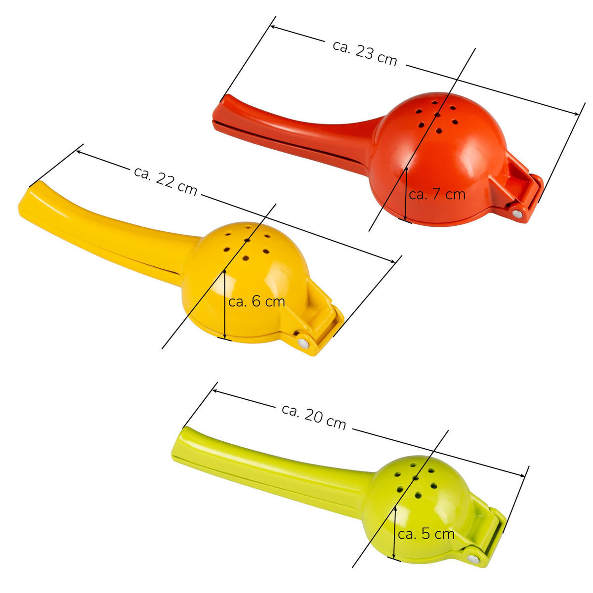 ZITRUSPRESSEN 3er-Set, bunt, Zink - Multicolor, Metall (6cm) - bremermann