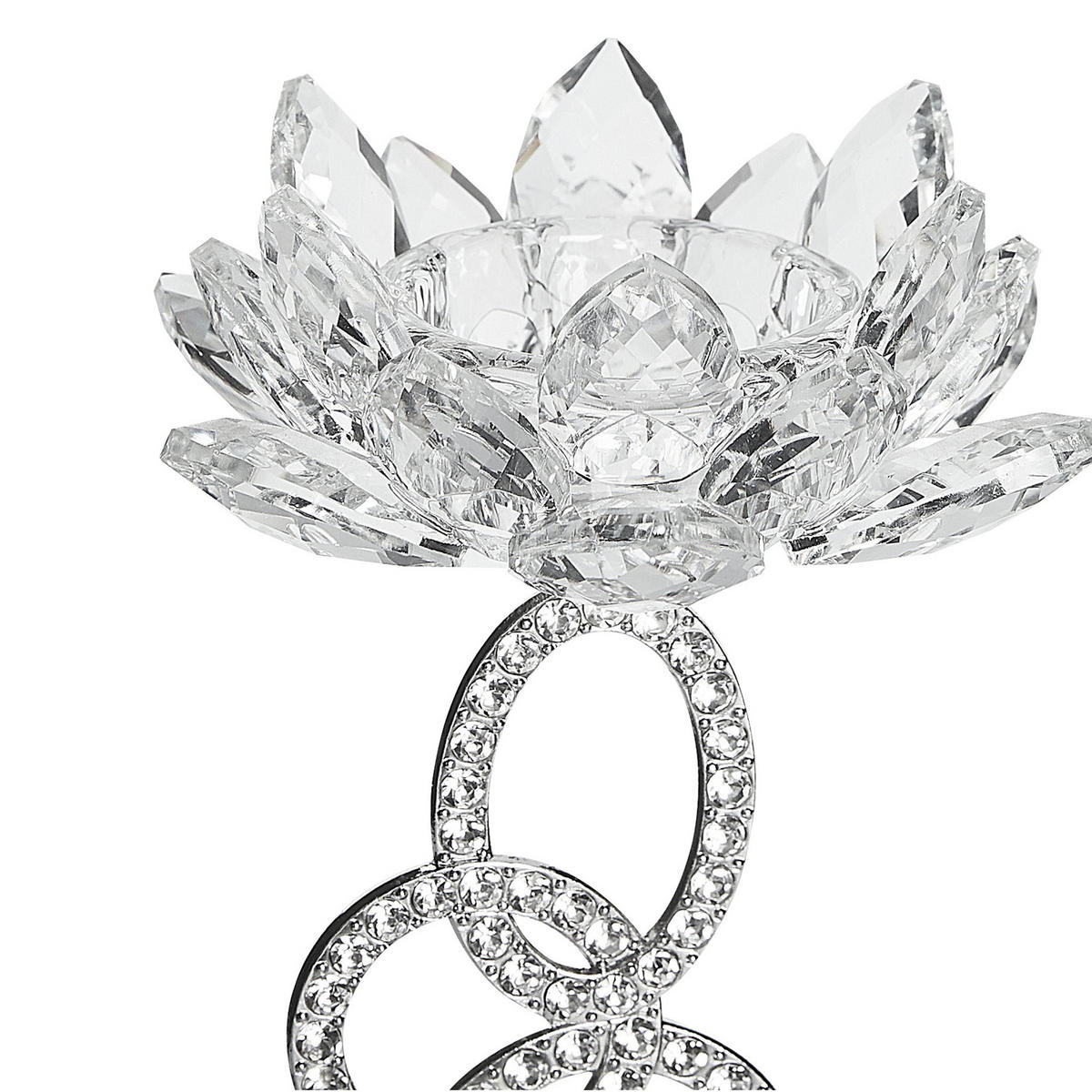 KERZENSTÄNDER Silber Oviedo - Silberfarben, Glas (11/27/11cm) - Beliani