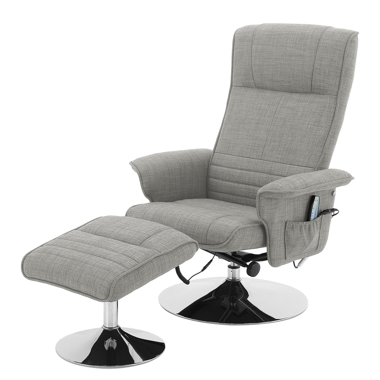MASSAGESESSEL - Grau - Flachgewebe - Chrom - Hellgrau, Textil/Metall (78/114/86cm) - home24