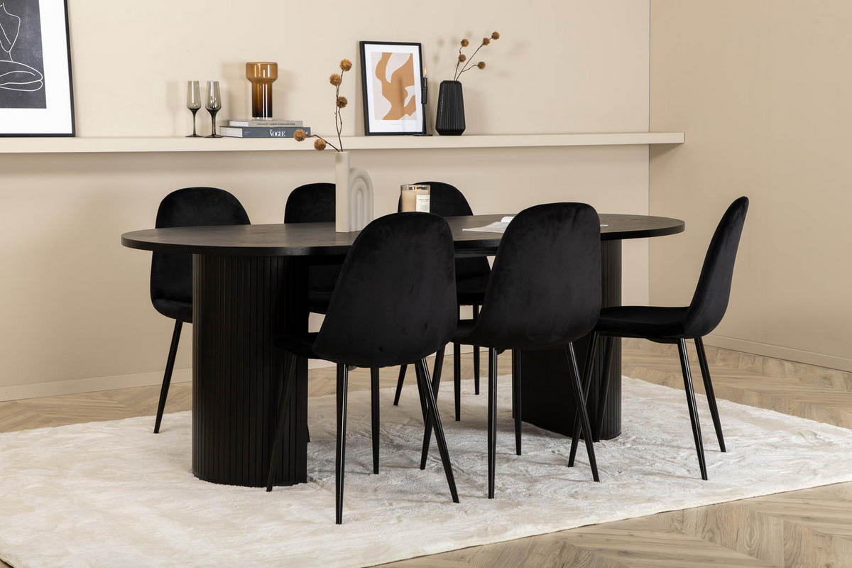 TISCHGRUPPE Schwarz - Schwarz, Holzwerkstoff (90/75/200cm) - ebuy24