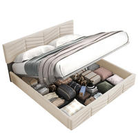 POLSTERBETT 140/200 cm Beige aus Samt mit höhenverstellbarem Kopfteil - Beige, Textil (140/200cm) - OKMYHOME