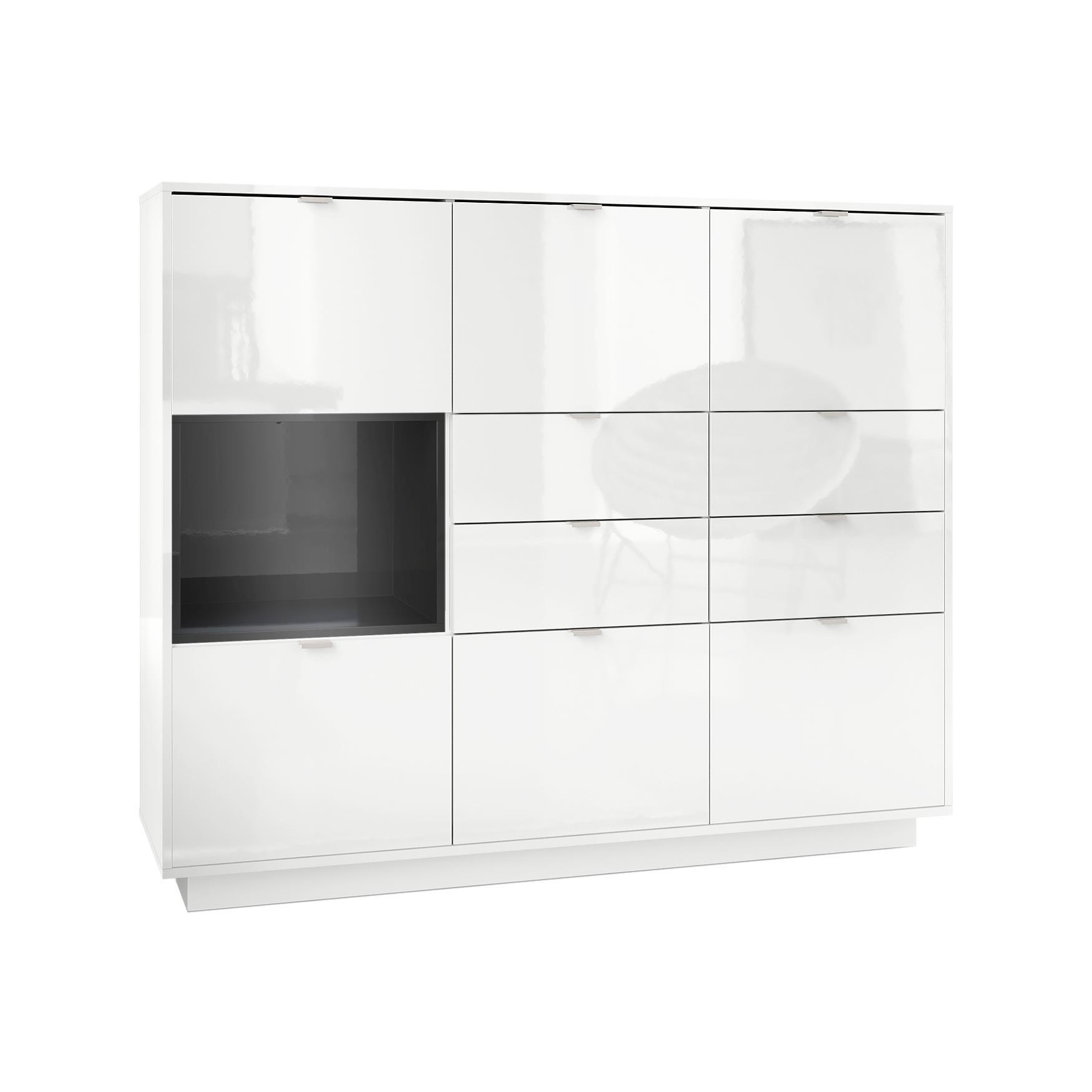 HIGHBOARD Metro Einsatz in Schwarz Hochglanz - Schwarz Hochglanz, Holzwerkstoff (153/123/38cm) - Vladon