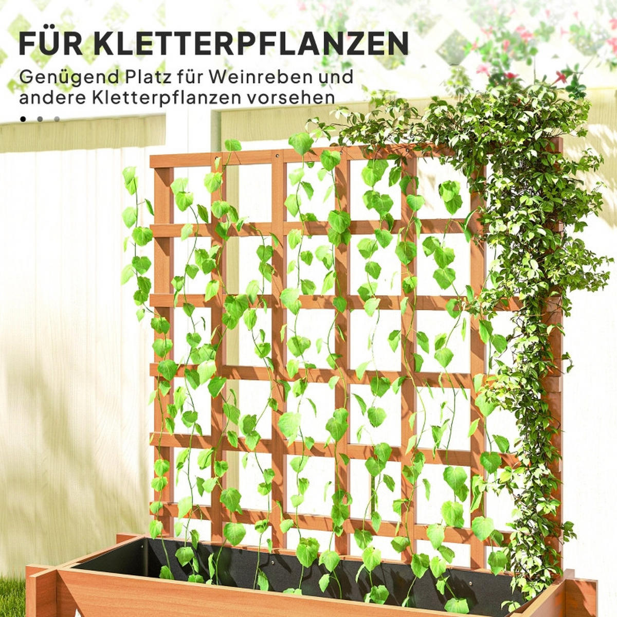 HOCHBEET 95x95x110 cm Holz Rankhilfe 3 Ebenen braun - Braun, Holz (95/110/95cm) - Fortuna Lai