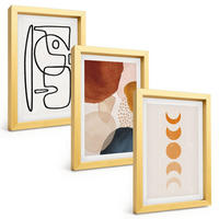 BILDER SET 3er Set - 20x30 cm Goldrahmen - Abstrakte Farbdekorationen - Goldfarben, Kunststoff (20/30cm) - TULUP