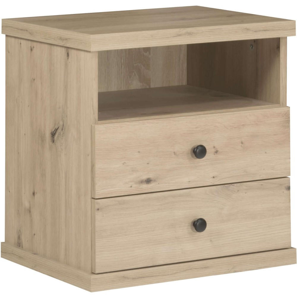 NACHTTISCH Caya mit zwei Schubladen, Eiche Artisan - Eiche Artisan, Holzwerkstoff (48/51/41cm) - Beautysofa