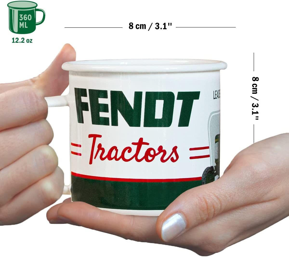EMAILLE-BECHER 360 ml Fendt Tractors - Waldgrün/Rot, Metall (0.36L) - Nostalgic-Art