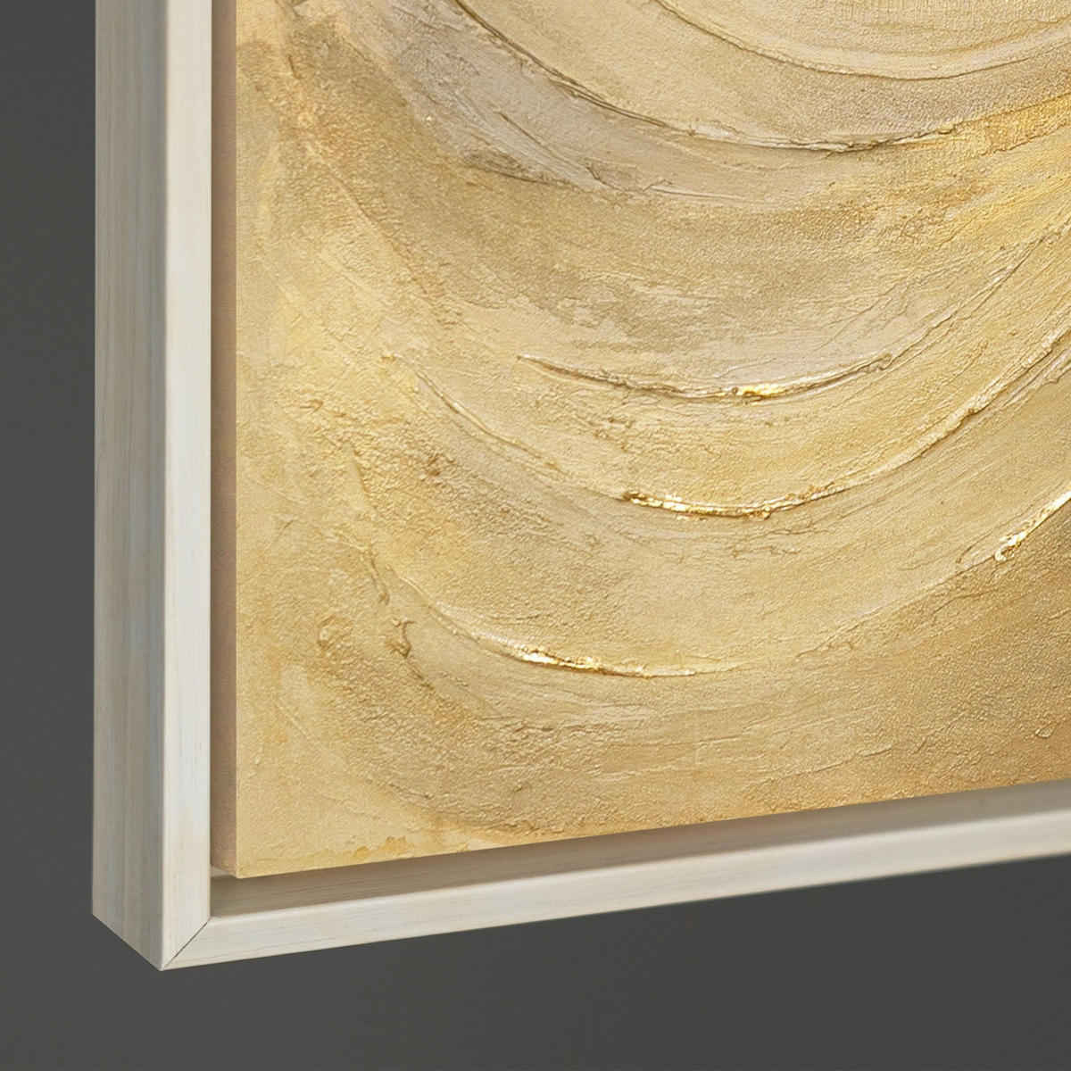 GEMÄLDE Kreise der Zeit Schattenfugenrahmen Beige 140x100 cm - Beige, Holz (140/100cm) - YS-art gallery