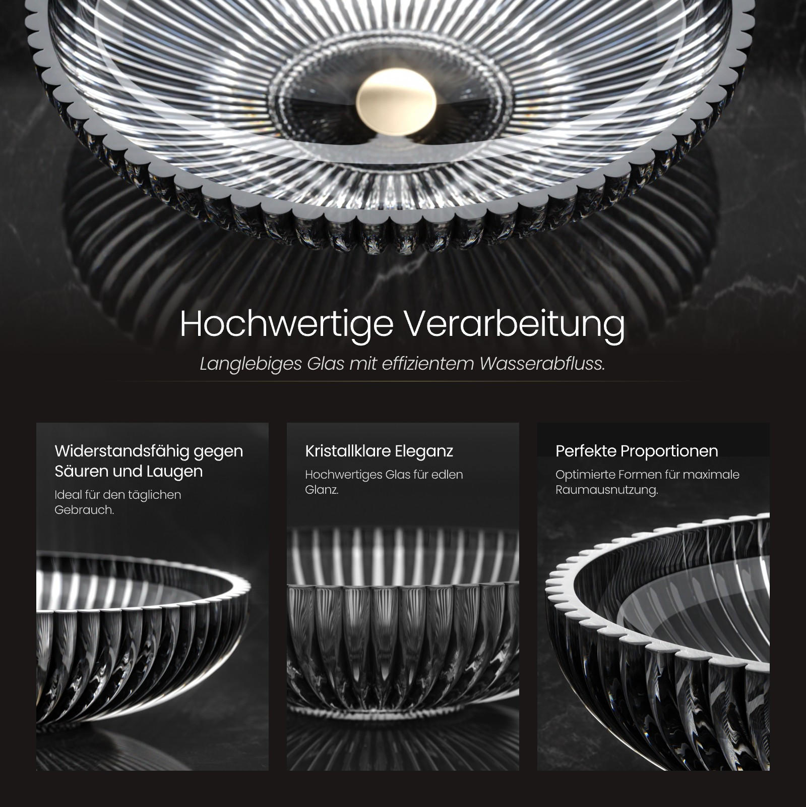 Thumbnail - Emke Waschbecken, Schwarz, Glas, Oval, 35x15x51 cm, Badezimmer, Waschbecken & Armaturen, Waschbecken