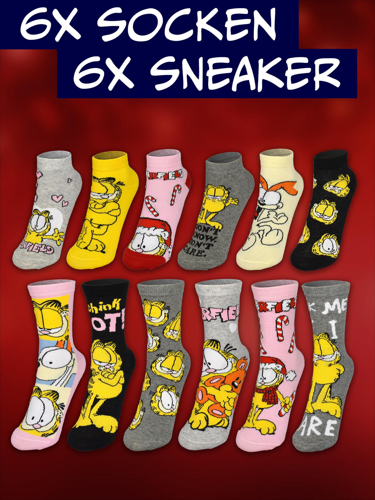 ADVENTSKALENDER Garfield mit 12 Paar Socken Größe 35-41 - Multicolor, Textil (37/5/26.5cm) - United Labels