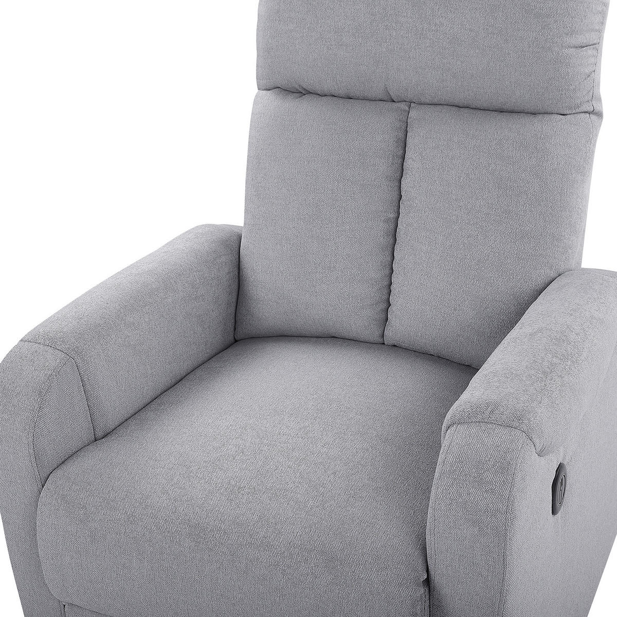 SESSEL Polsterbezug grau LED-Beleuchtung USB-Port verstellbar Somero - Schwarz/Grau, Textil (76/106/96cm) - Beliani