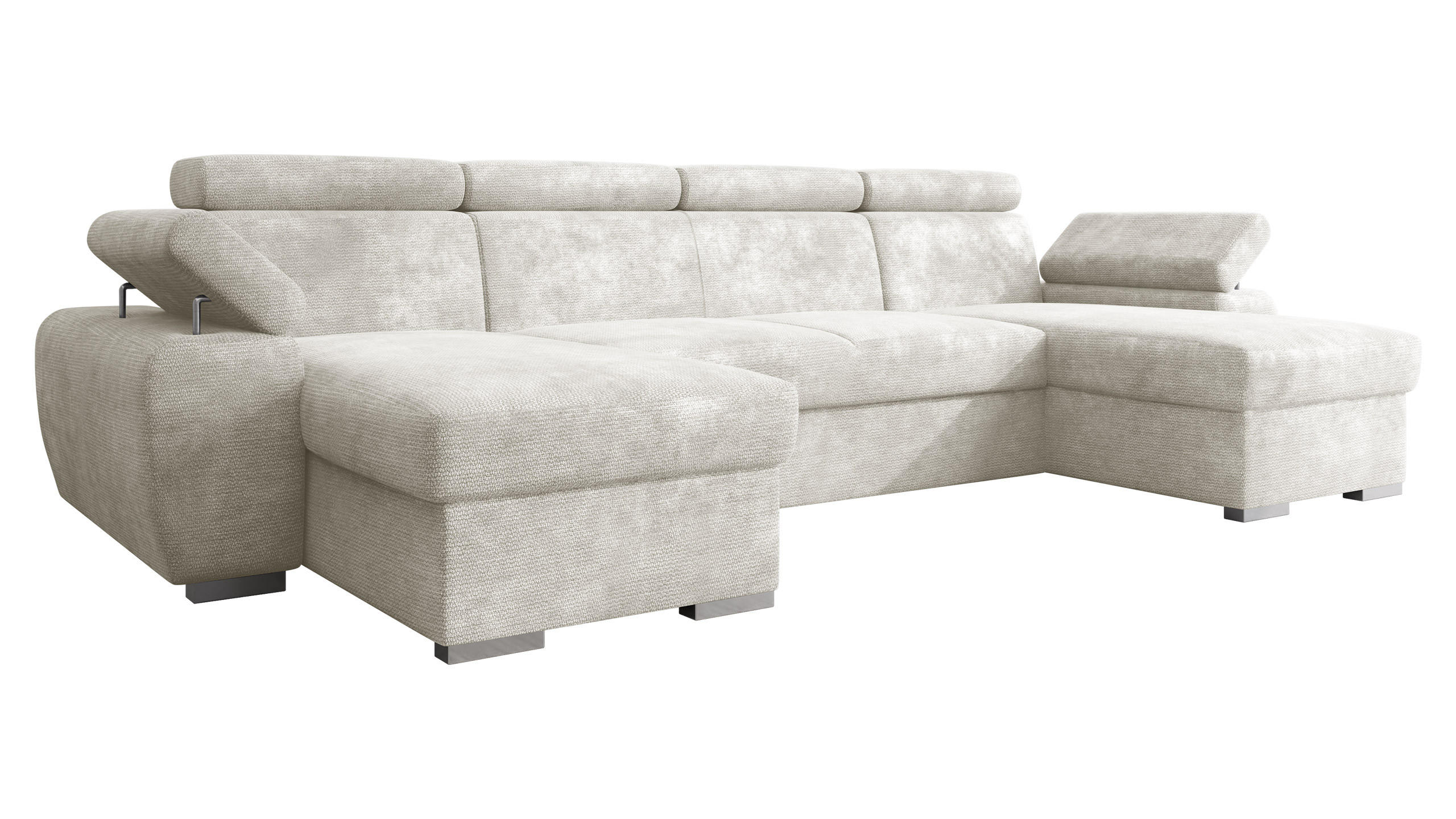 WOHNLANDSCHAFT Plaza U - Silberfarben/Creme, Holz/Kunststoff (323/85/170cm) - MIRJAN24