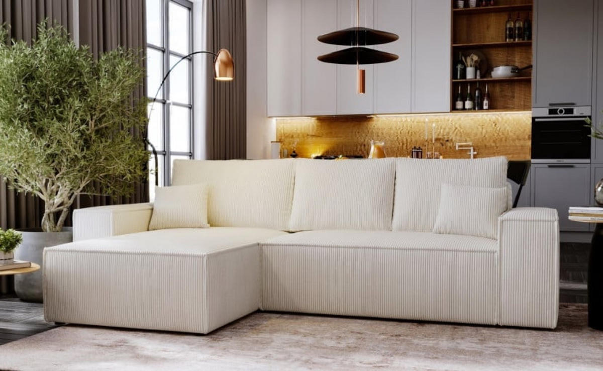 ECKSOFA Beige AGA Links Ausziehbar Gepolstert 279x181x94 cm - Beige, Textil (279/181cm) - Sepro Meble