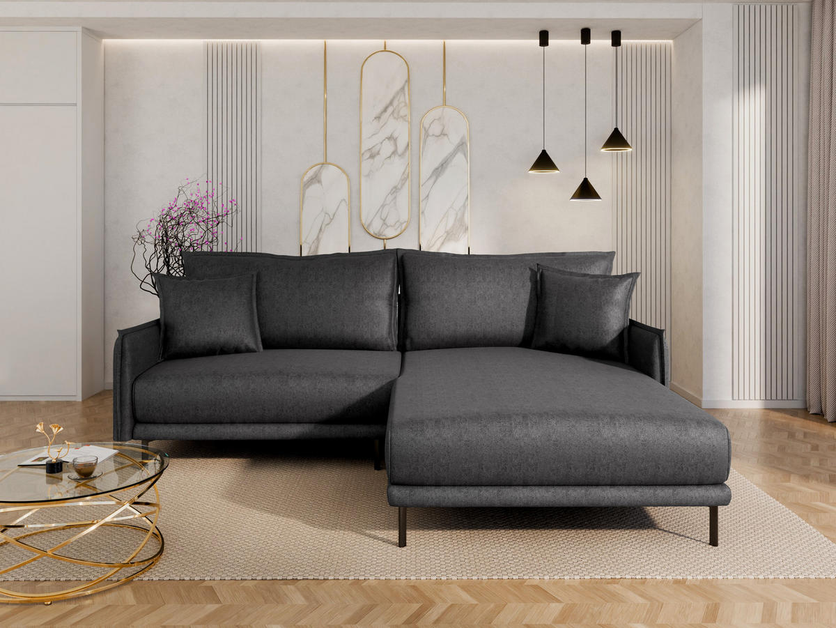 ECKSOFA Selva – modernes Design trifft auf höchsten Komfort, Anthrazit - Anthrazit, Holz (246/190cm) - Panda Möbel