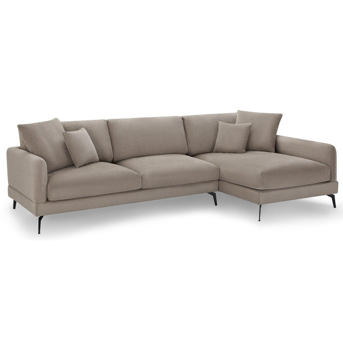 ECKSOFA Webstoff Beige - Beige/Schwarz, Textil/Metall (290/95cm) - Furnhouse