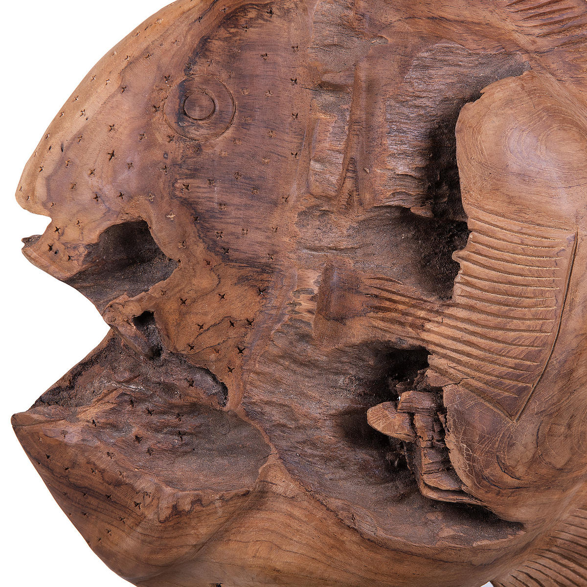 DEKOFIGUR Heller Holzfarbton Plaice Fish - Hellbraun/Schwarz, Holz (31/41/10cm) - Beliani