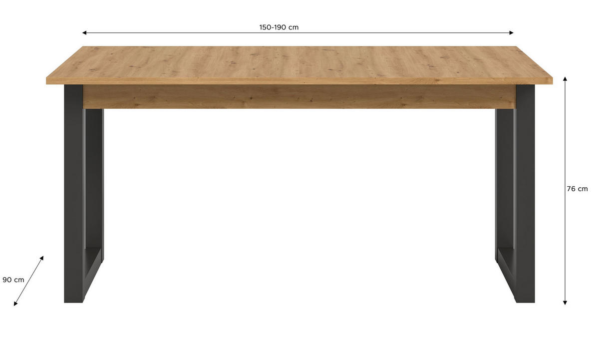 ESSTISCH Brick (B/H/T: ca. 150/76/90 cm) in Artisan Eiche Nachbildung/Artisan Eiche Nachbildung - Eiche Artisan, Holzwerkstoff (90/150/76cm)