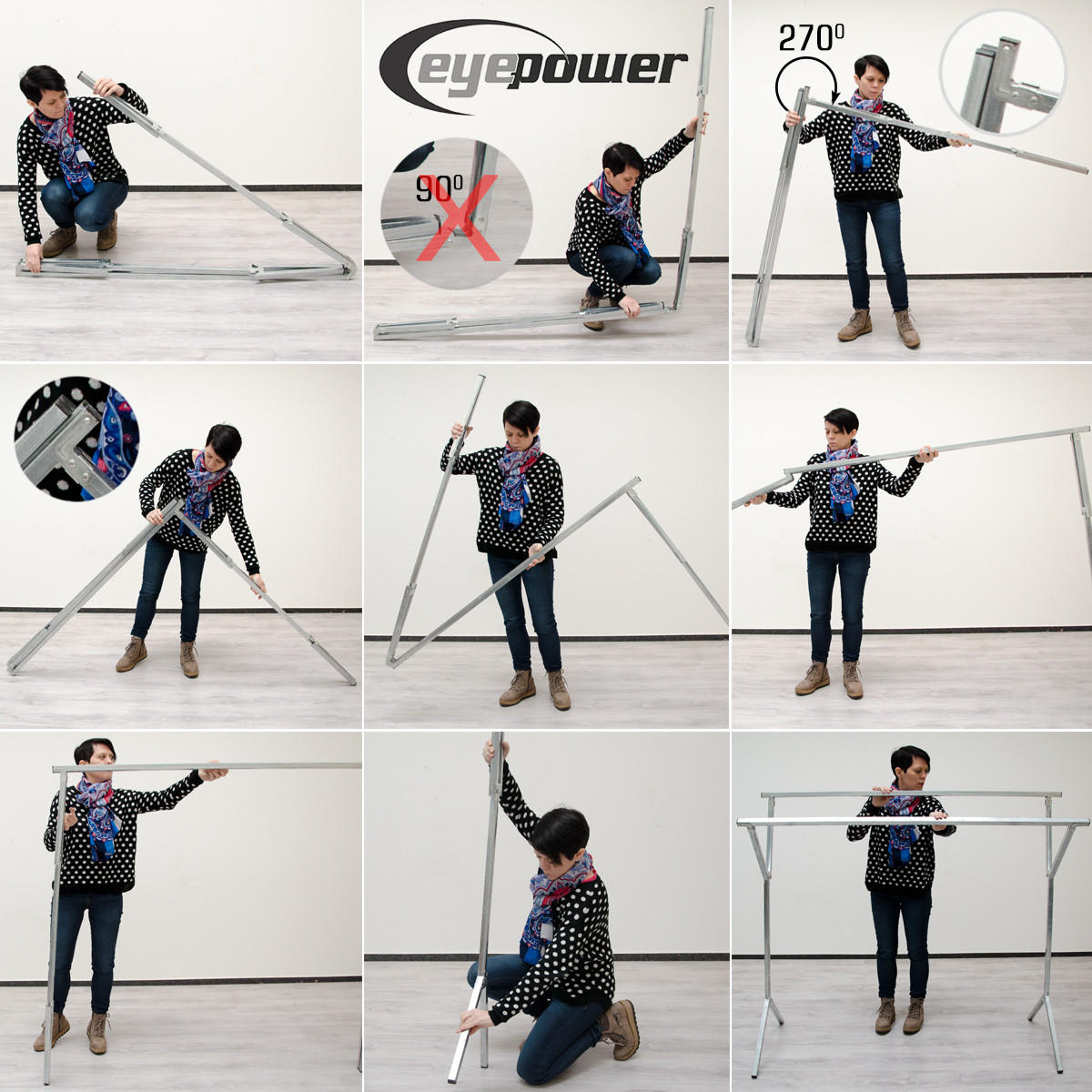 KLEIDERSTÄNDER mit 2 Aufhängestangen, 150/40/125 cm, Silber - Silberfarben, Metall (40/125/150cm) - eyepower