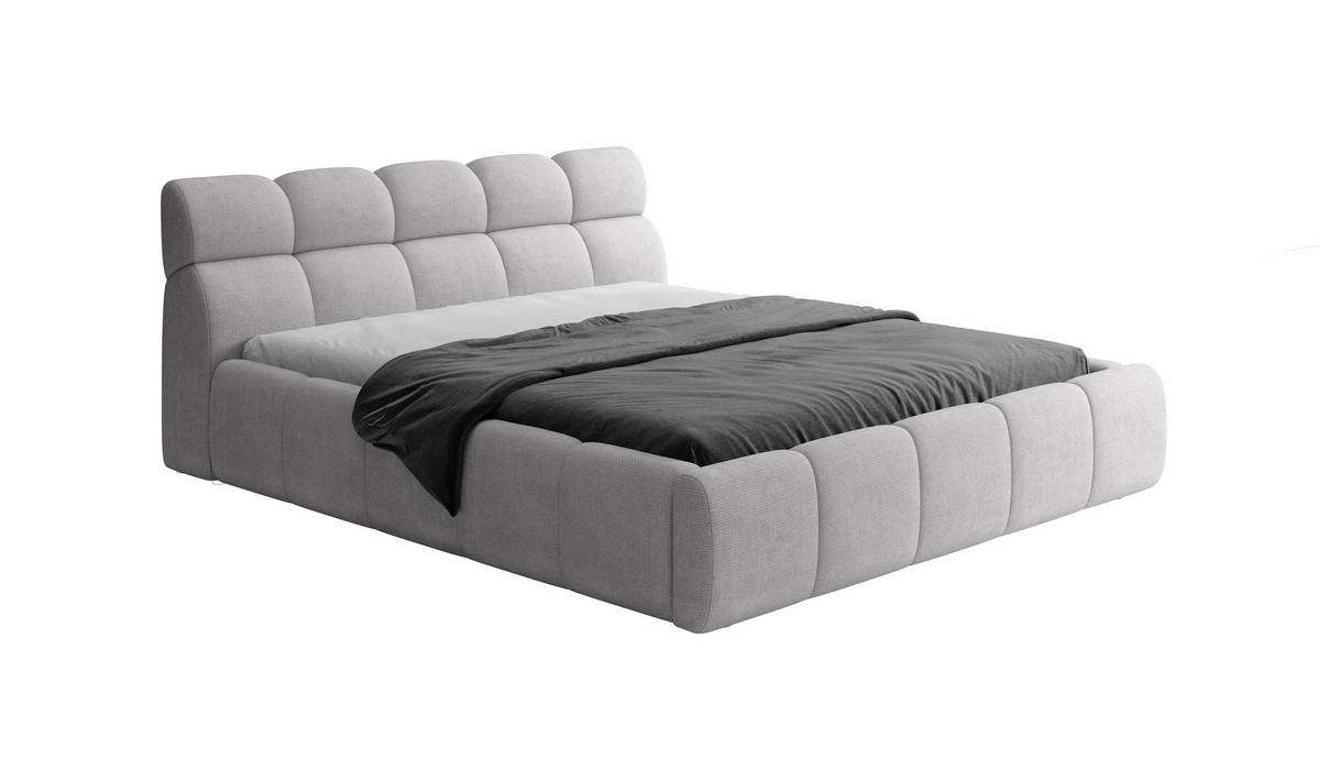 POLSTERBETT GIULIA, komfortabel, mit Bettkasten, verstellbarem Kopfteil und LED, 180x200x96 cm, Farbe Hellgrau - Hellgrau/Schwarz, Holzwerkstoff/Kunststoff (180/200cm) - DomoHome