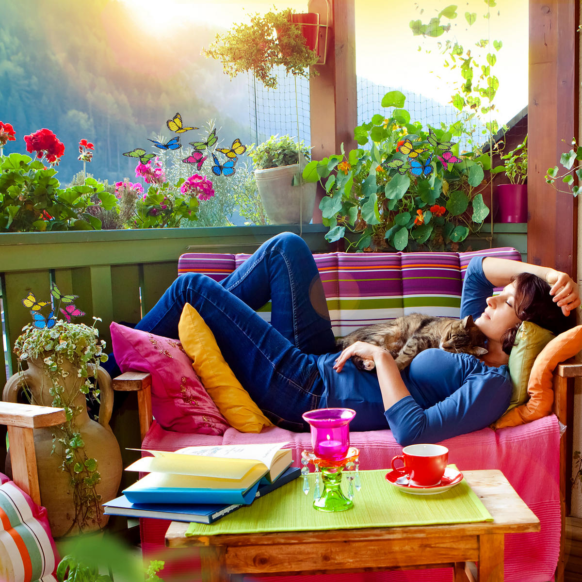 72XGARTENDEKO-SCHMETTERLING - Multicolor, Kunststoff/Metall (11.5/31/7cm) - Relaxdays