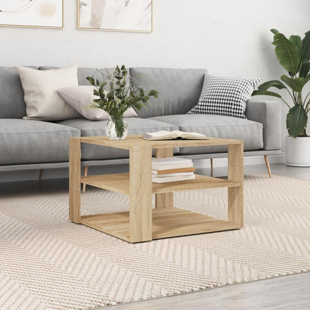 COUCHTISCH Sonoma-Eiche 59,5x59,5x40 cm Holzwerkstoff - Braun, Holzwerkstoff (59.5/59.5/40cm) - furnicato