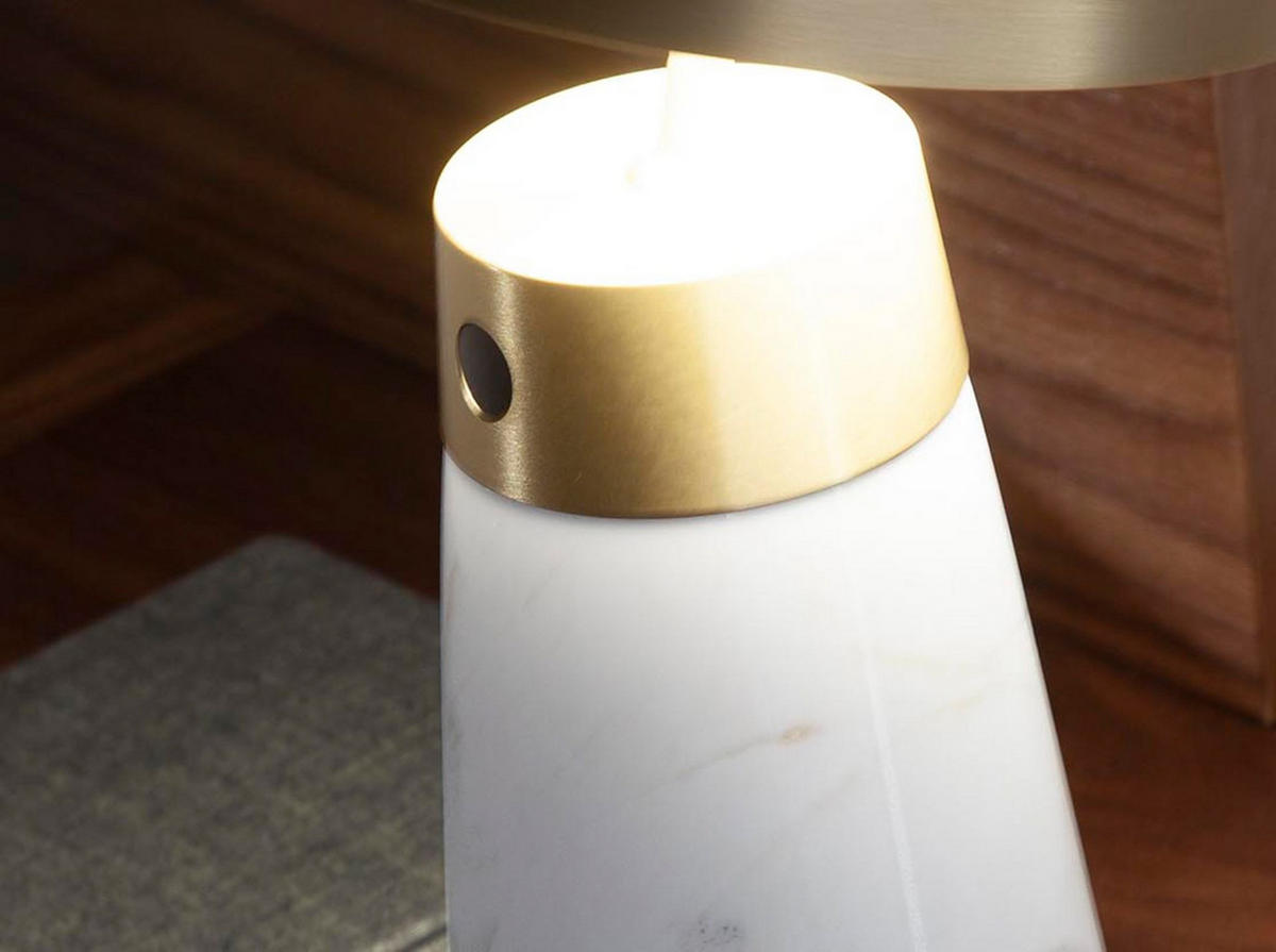 TISCHLEUCHTE Tischlampe aus weißem Marmor und goldenem Stahl Ø16/25.5 cm - Goldfarben/Weiß, Metall (16/16/25.5cm) - ANGEL CERDA