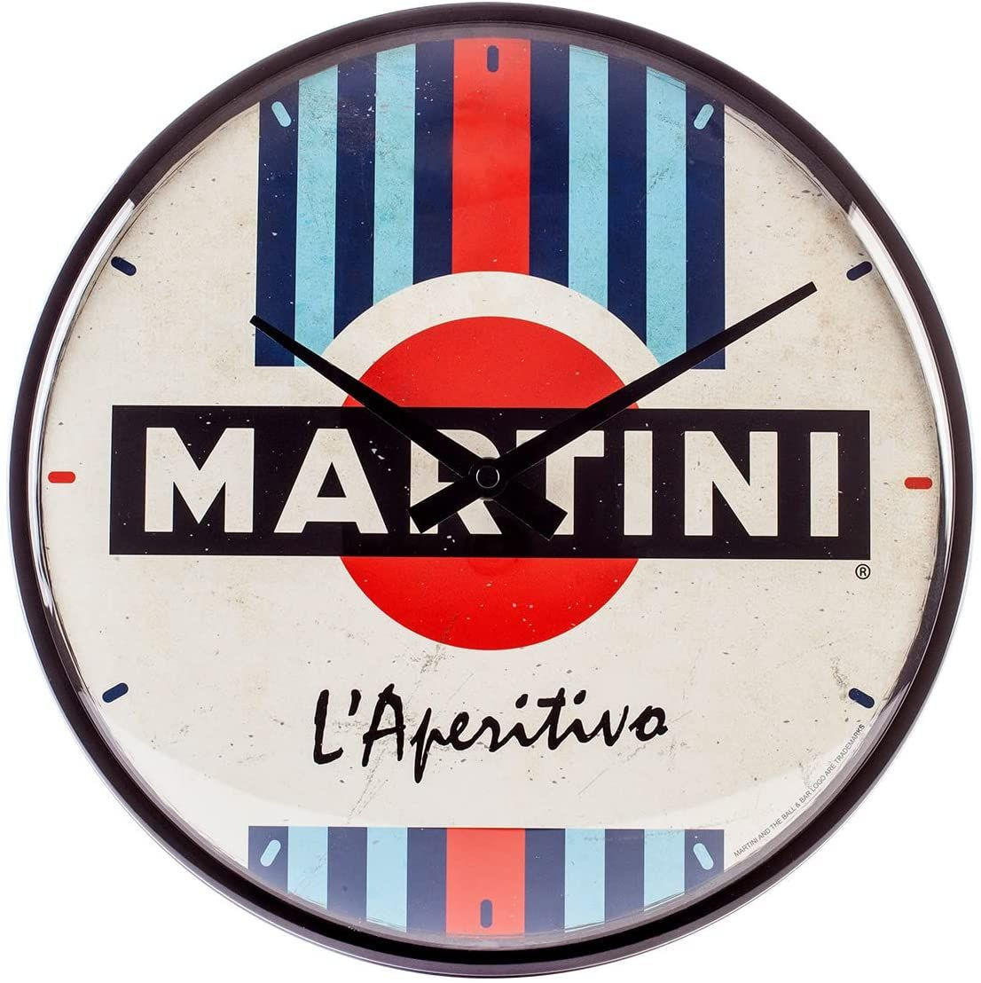 WANDUHR 31 cm Martini - Blau/Weiß, Metall (31/31/5cm) - Nostalgic-Art