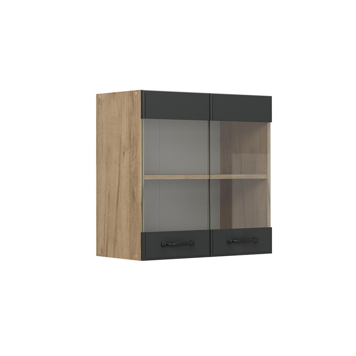 KÜCHENGLASHÄNGESCHRANK R-Line Anthrazit Landhaus 60 cm - Honigeiche/Anthrazit, Holzwerkstoff (60/60/31cm) - Vicco