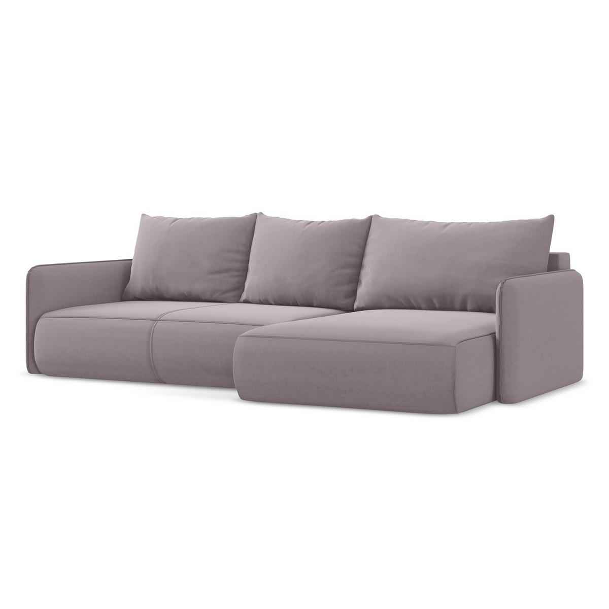 ECKSOFA mit Schlaffunktion Samt Stoff Violett - Lila/Flieder, Kunststoff/Textil (240/148cm) - LaMiaSofa