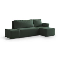 ECKSOFA VELOTTI R-S Grün Boucle-Stoff mit Schlaffunktion - Grün, Holz (261/143cm) - MASSENO