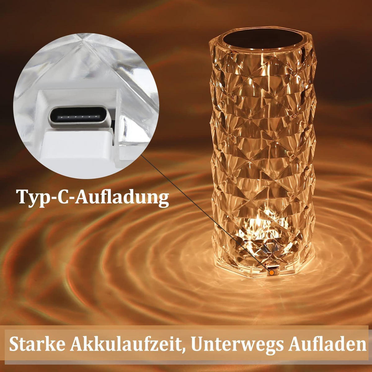 LED-TISCHLEUCHTE Juwel 9/9/21 cm - Transparent, Kunststoff (9/9/21cm) - Nettlife