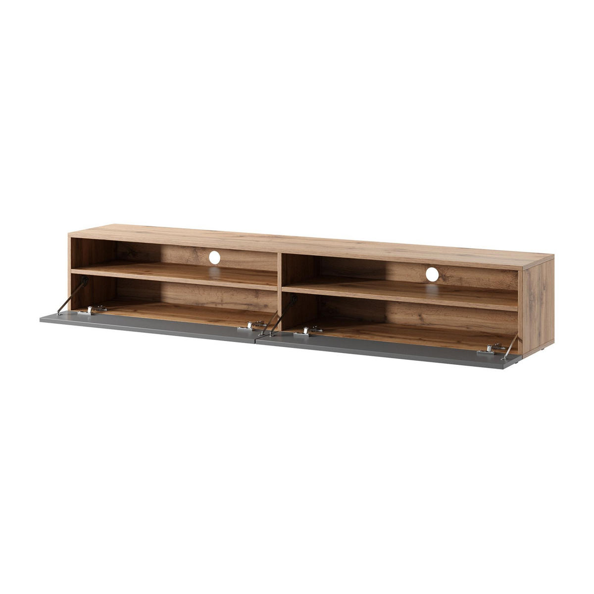 TV-LOWBOARD Rednaw Eiche/Grau Hochglanz 180 cm - Eiche Wotan/Grau, Holzwerkstoff (180/30/31cm) - Selsey