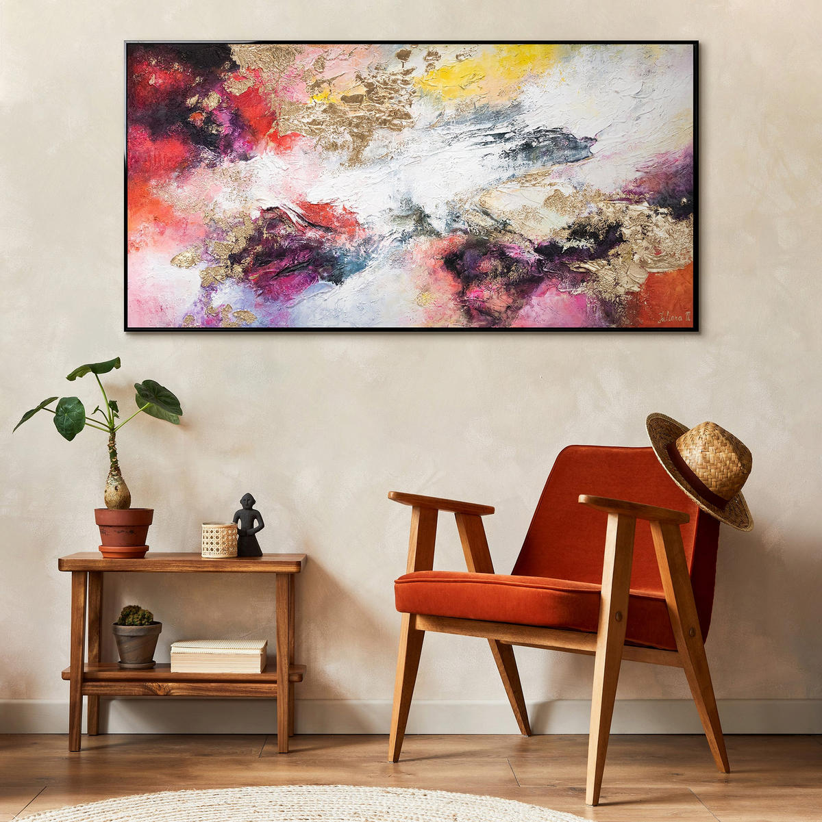 GEMÄLDE Heller Garten Schattenfugenrahmen Schwarz 200x100 cm - Schwarz, Holz (200/100cm) - YS-art gallery