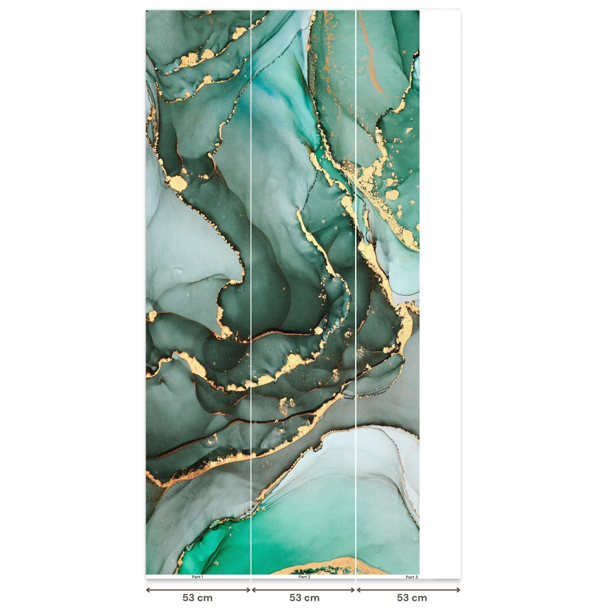 TAPETE - Gold - Marmor - Grün - Luxus - Marmoroptik - Grau - 140x260 cm - Grün, Papier (140/260cm) - OnlyWow