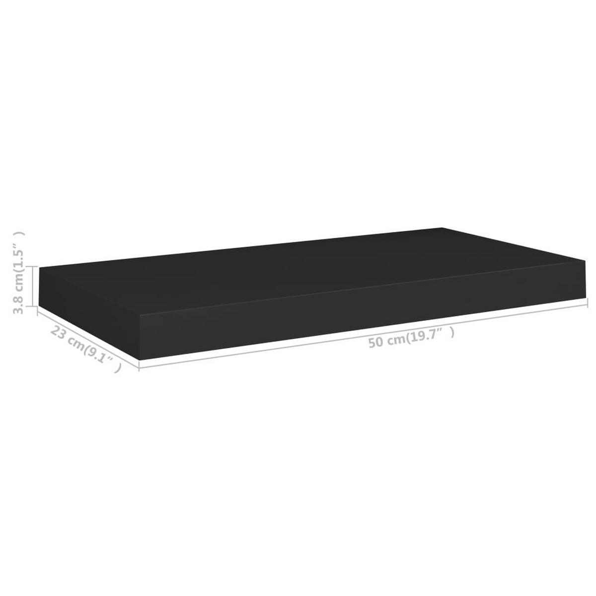 WANDBOARD 50/23,5/3,8 cm aus MDF Schwarz Max. Belastbarkeit 7 KG - Schwarz, Holzwerkstoff (50/3.8/23cm) - vidaXL