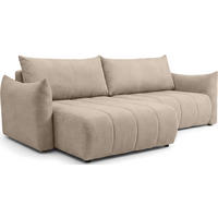ECKSOFA Liv mit Schlaffunktion & Bettkasten in Cordstoff Beige, Universell 260/154/86 cm - Beige/Schwarz, Kunststoff/Textil (260/154cm) - WFL GROUP