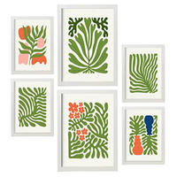POSTER Set Mit 6 Minimalistischen In Leuchtenden Farben Staude Drucke Von Landschaften Und Natur Für Innenarchitektur A3 & A4 Weißer Rahmen - Weiß, Papier (29/3cm) - Nacnic