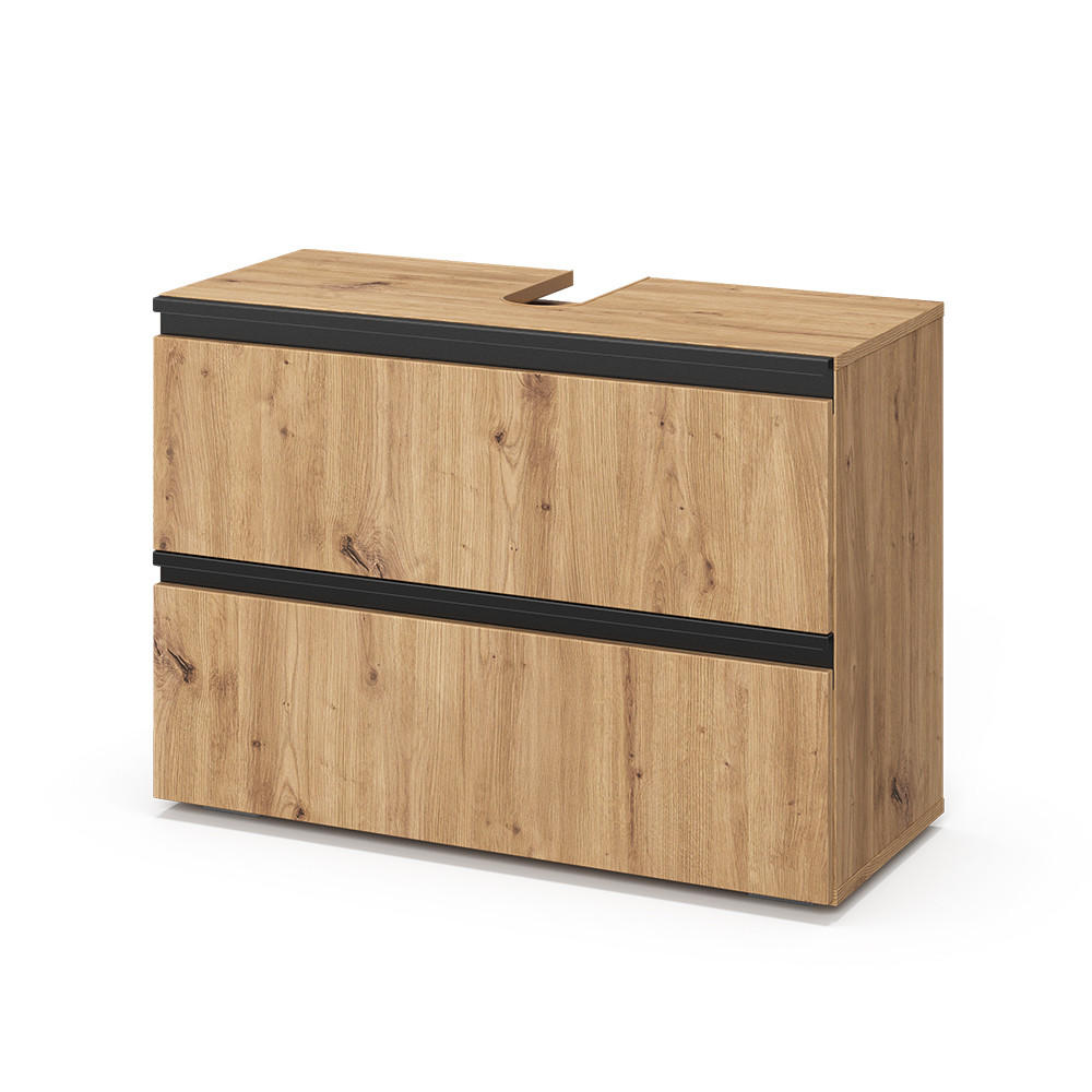WASCHBECKENUNTERSCHRANK Torren Artisan 80 x 58 cm mit 2 Schubladen - Hellgrau, Holzwerkstoff (80/58/35cm) - Vicco